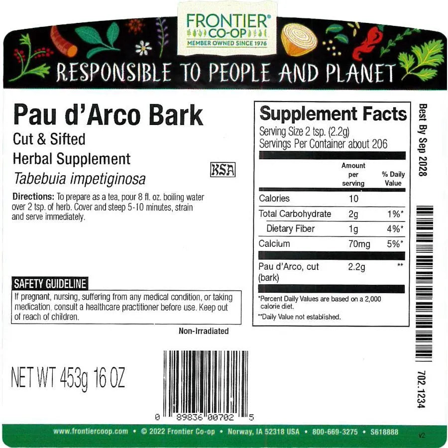 Frontier Co-op Pau d'Arco Bark, Cut & Sifted 1 lb.