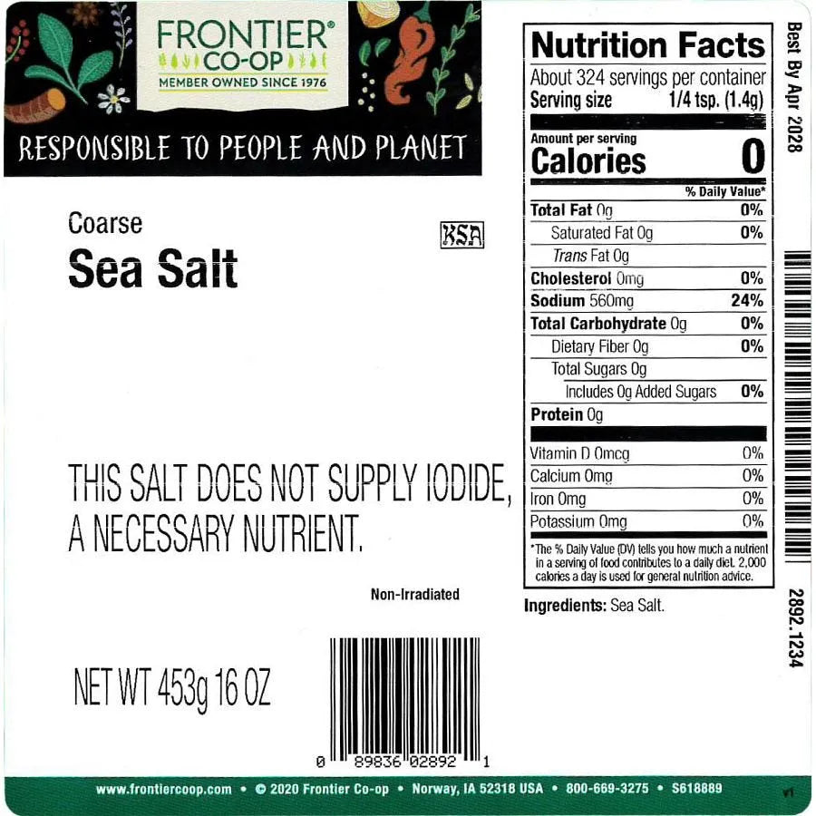 Frontier Co-op Sea Salt, Coarse 1 lb.
