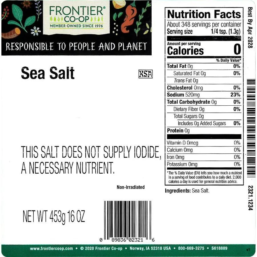 Frontier Co-op Sea Salt, Table Grind 1 lb.