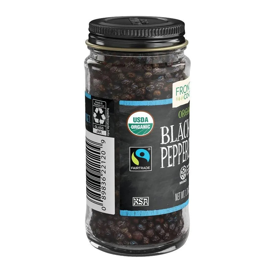 Frontier Co-op Black Peppercorns, Whole, Regenerative Organic Certified® 1.76 oz.