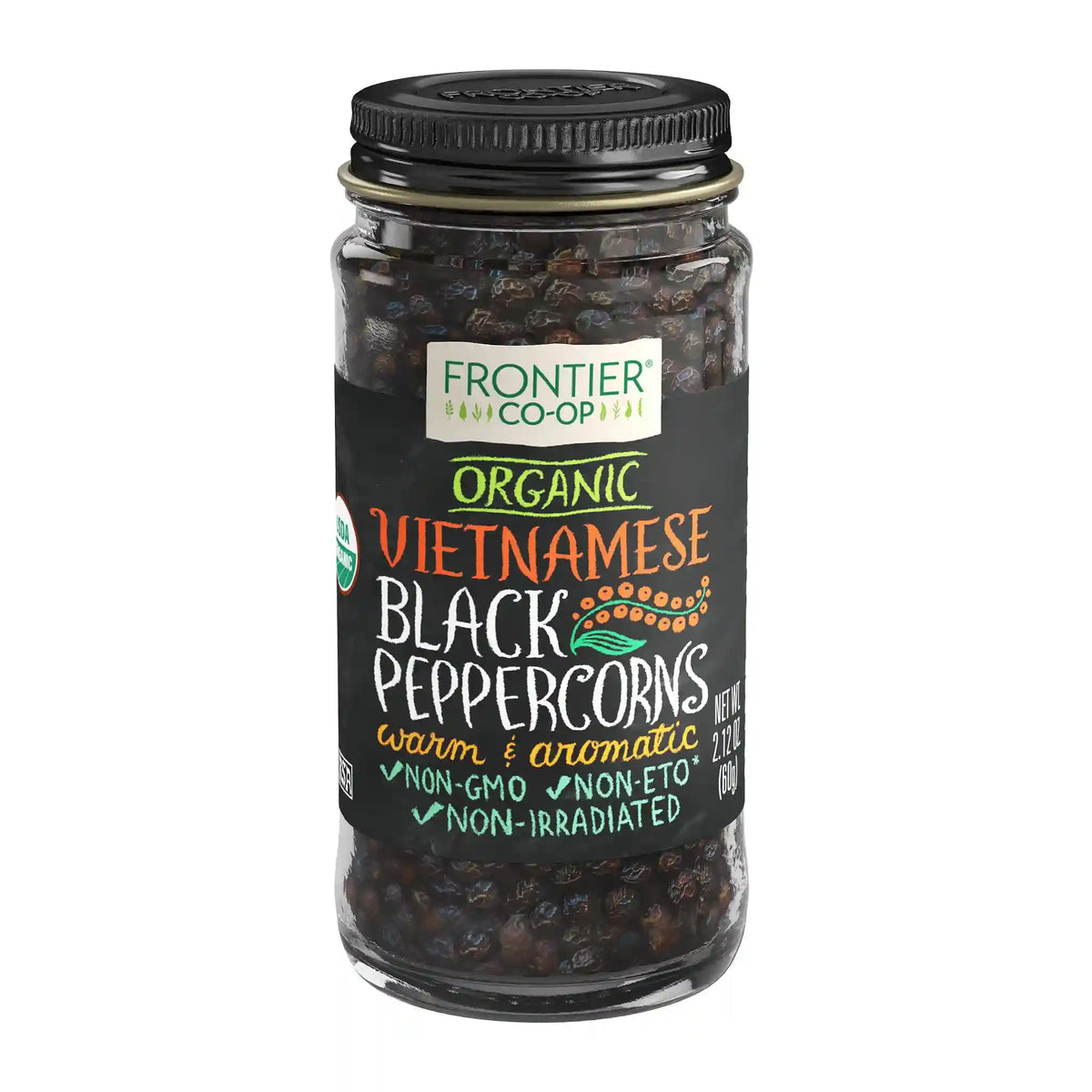 Frontier Co-op Vietnamese Black Peppercorns, Organic 2.12 oz.