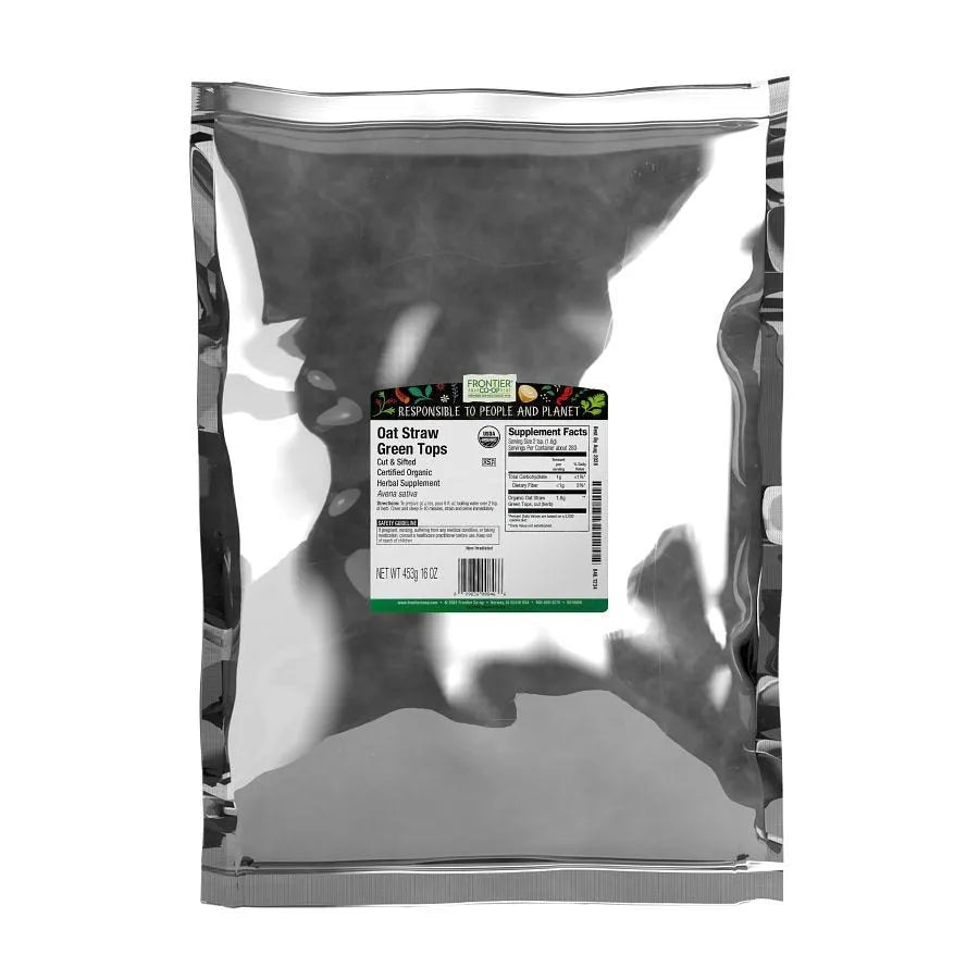 Frontier Co-op Oatstraw Green Tops, Cut & Sifted, Organic 1 lb.