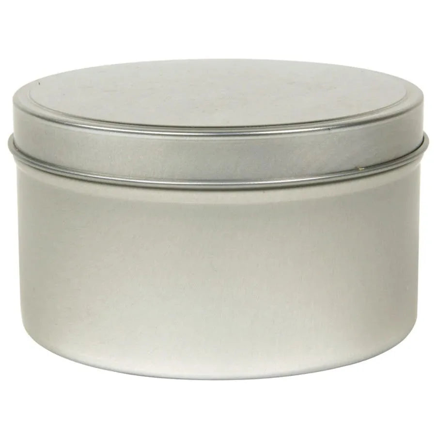 Round Metal Tin with Silver Finish 16 oz